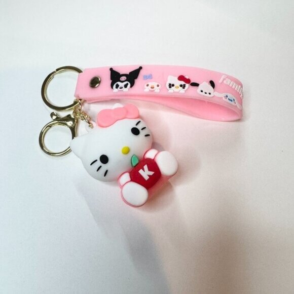 Hello Kitty Pink Apple Keychain Charm with strap - Picture 2 of 3